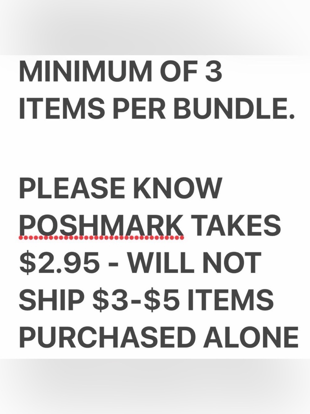 $3-$5 Item Must Be Bundled. Minimum of 3 Items Per Bundle